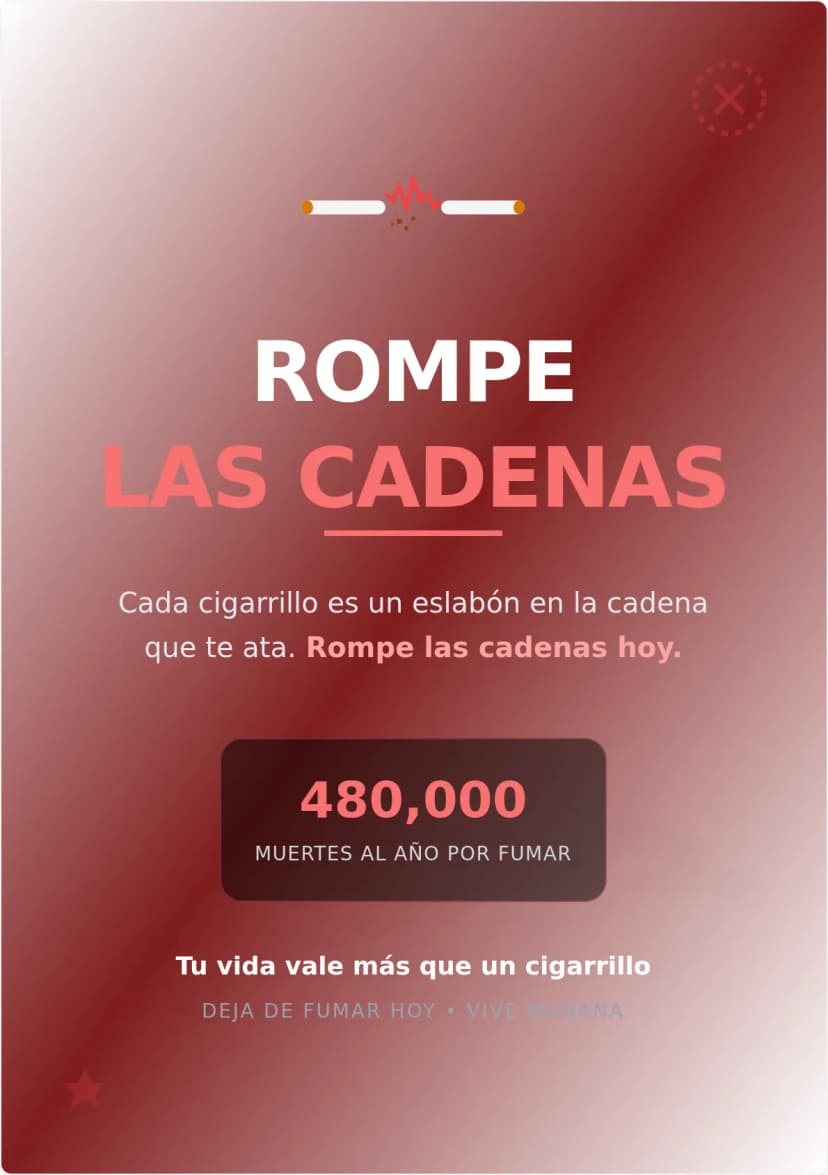 Póster de la Campaña Antitabaco Rompe las Cadenas